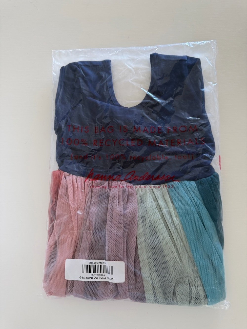 Hanna Andersson Long Sleeve Tulle Rainbow Dress 3T — Brand New - Picture 2 of 3